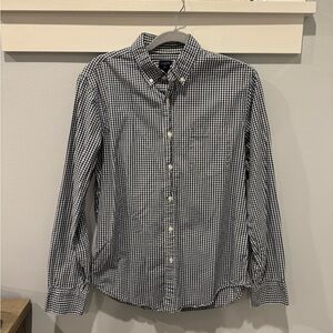 J. Crew Men's Navy and White Gingham Button Down Shirt